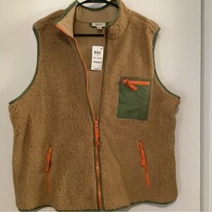 Style & Co. Tan Vest with Orange and Green Details